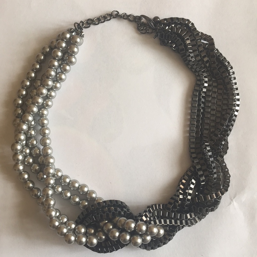 Pearl X Chain Statement Necklace